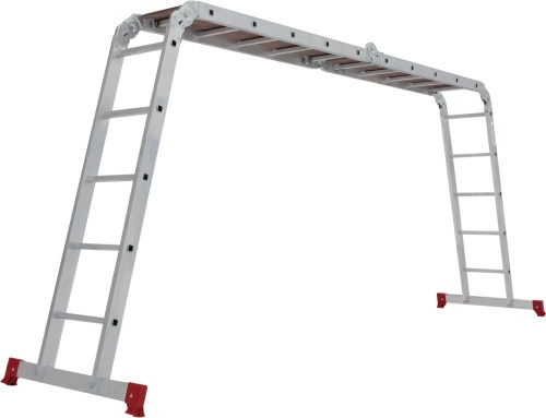 Алюминиевая четырехсекционная лестница-трансформер с помостом  340 мм NV2330 НОВАЯ ВЫСОТА 4Х5 арт.2330405 от магазина ЛесКонПром.ру