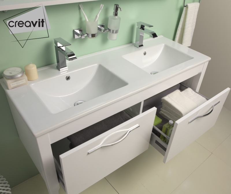 Раковина Creavit Su 121 SU121-00CB00E-0000 двойная Белая от магазина ЛесКонПром.ру