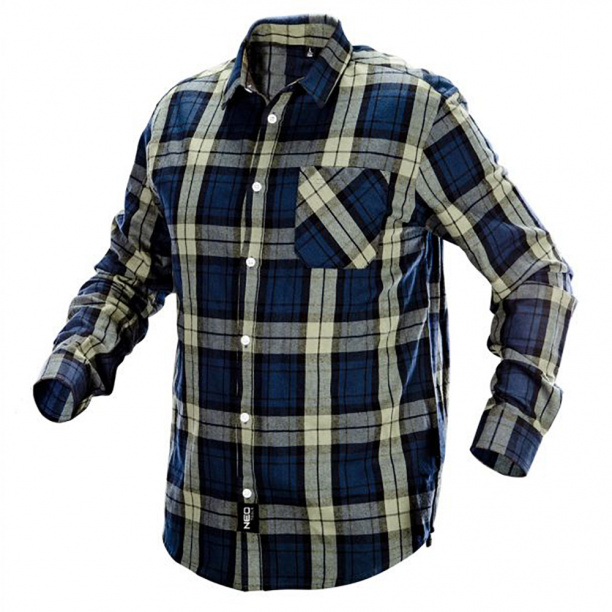 Рубашка мужская NEO Tools фланелевая рост 170-176 M оливково-синяя клетка от магазина ЛесКонПром.ру