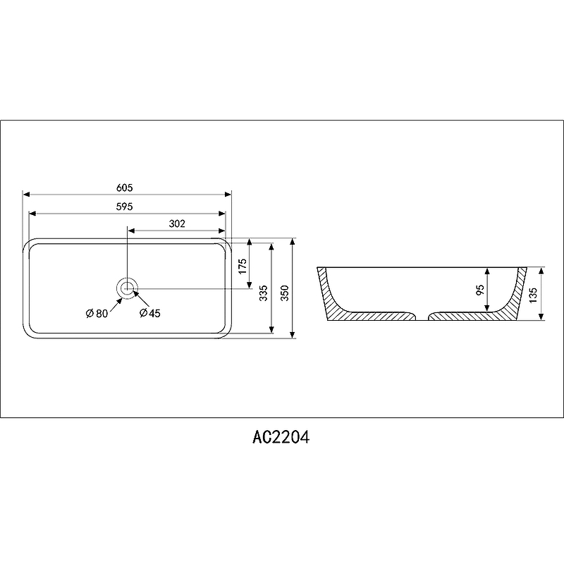Раковина-чаша Abber Rechteck 60 AC2204 Белая от магазина ЛесКонПром.ру