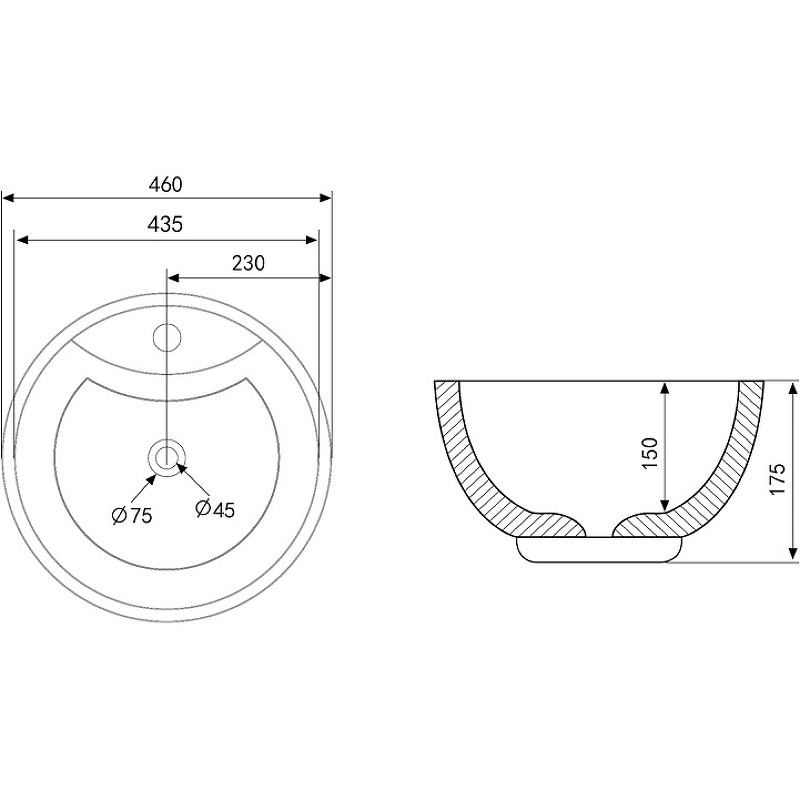 Раковина Abber Bequem 46 AC2101MB Черная матовая от магазина ЛесКонПром.ру