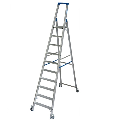 Стремянка алюминиевая Krause Stabilo с роликами 10 ступеней (арт. 124661) от магазина ЛесКонПром.ру