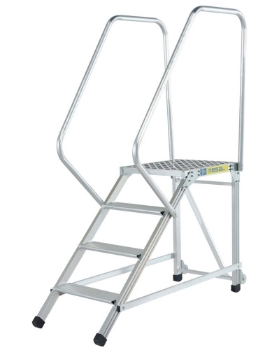 ЛЕСТНИЦА-ПОДМОСТИ MEGAL АЛЮМИНИЕВАЯ  ЛП-1,0 С ДВУМЯ ПОРУЧНЕМ от магазина ЛесКонПром.ру