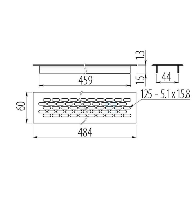 Решетка вентиляционная 484х60 мм, белый от магазина ЛесКонПром.ру
