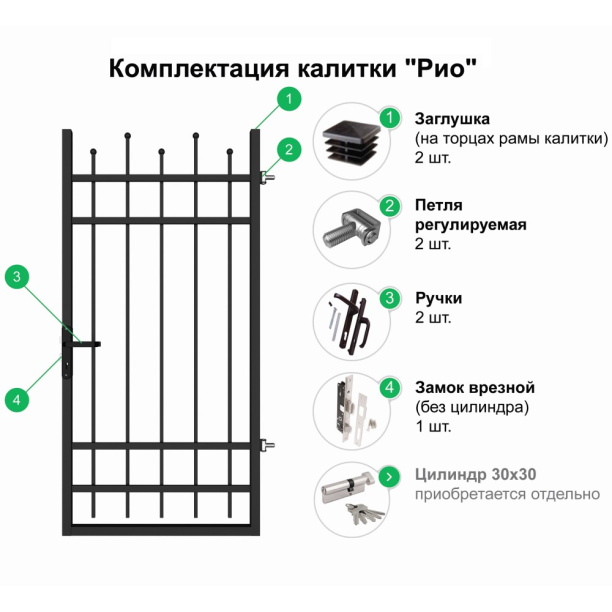 Калитка Рио 1х1,9 м от магазина ЛесКонПром.ру
