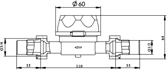 Счетчик для воды Элехант СВД-15 бытовой, универсальный от магазина ЛесКонПром.ру