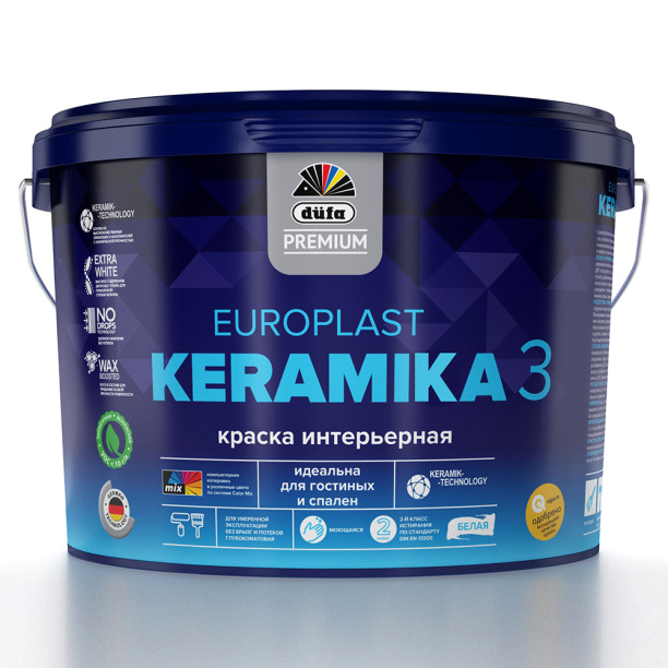 Краска интерьерная dufa PREMIUM Europlast Keramika 3 белая 2,5 л база 1 от магазина ЛесКонПром.ру