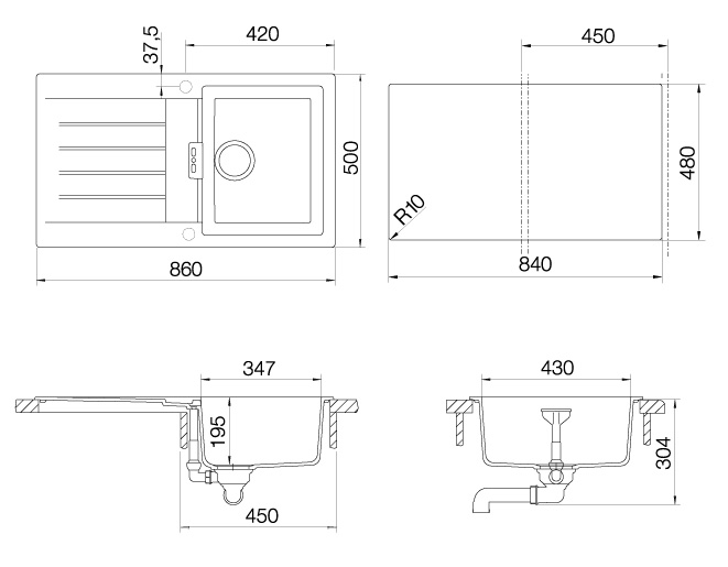 Кухонная мойка SIGNUS 45D CRISTADUR 700803 от магазина ЛесКонПром.ру