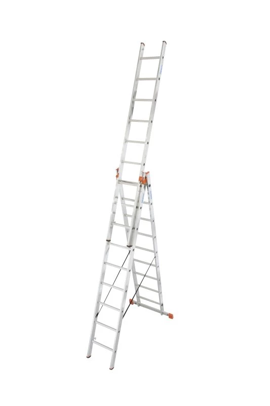 Лестница алюминиевая трехсекционая KRAUSE TRIBILO 3х9 от магазина ЛесКонПром.ру
