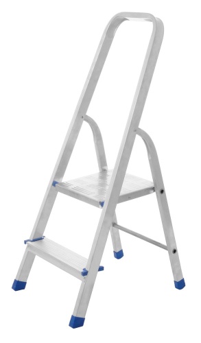 Стремянка алюминиевая с алюминиевыми ступенями STAIRS 2 ступени (арт. AS 02) от магазина ЛесКонПром.ру