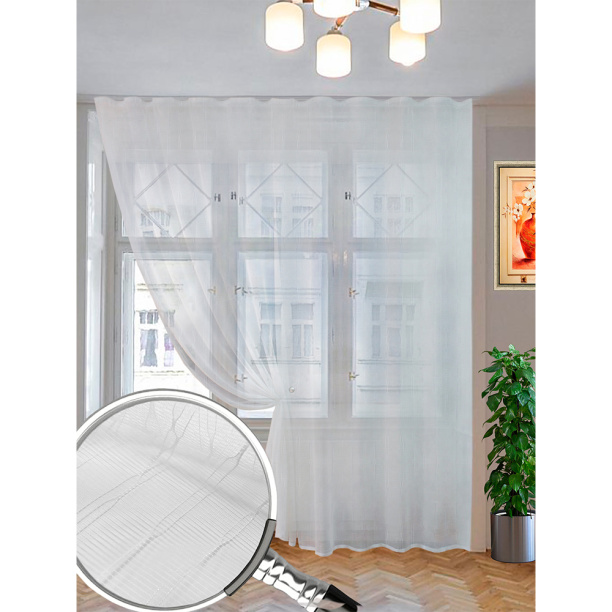 Штора-тюль Бергамо 300х285 см белая от магазина ЛесКонПром.ру