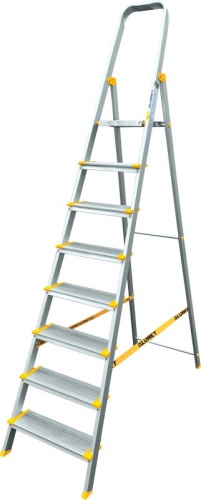 Стремянка алюминиевая анодированная профессиональная с широкой ступенью Алюмет 8 ступеней (арт. АS 708) от магазина ЛесКонПром.ру