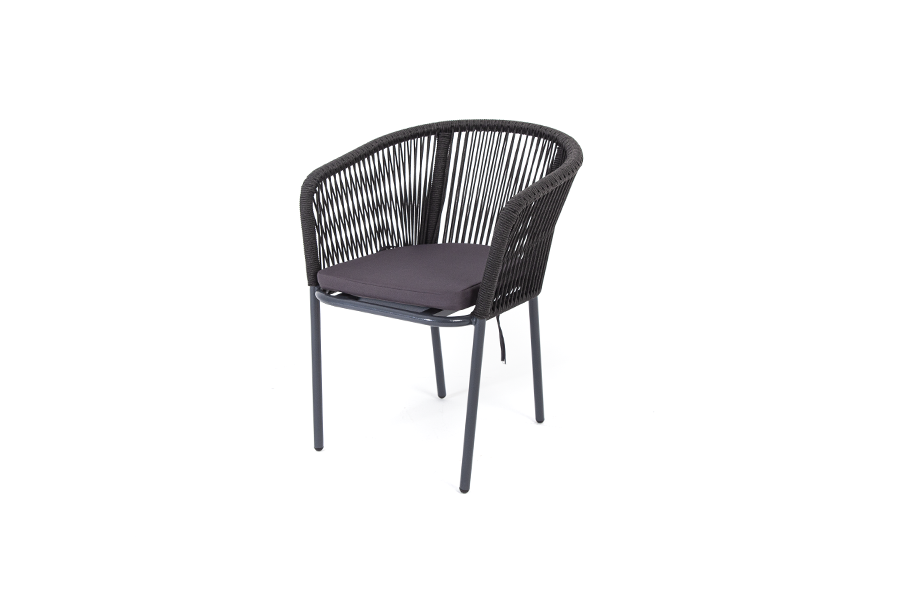 "Марсель" плетеный стул из эластичных лент, цвет темно-серый, цвет каркаса RAL от магазина ЛесКонПром.ру