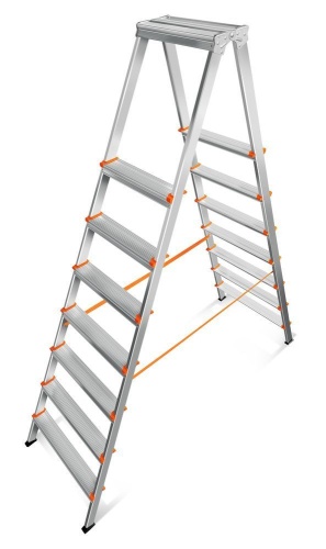 Двухсторонняя стремянка алюминиевая Эйфель 7 ступеней (арт. Мастер 80 - 207) от магазина ЛесКонПром.ру