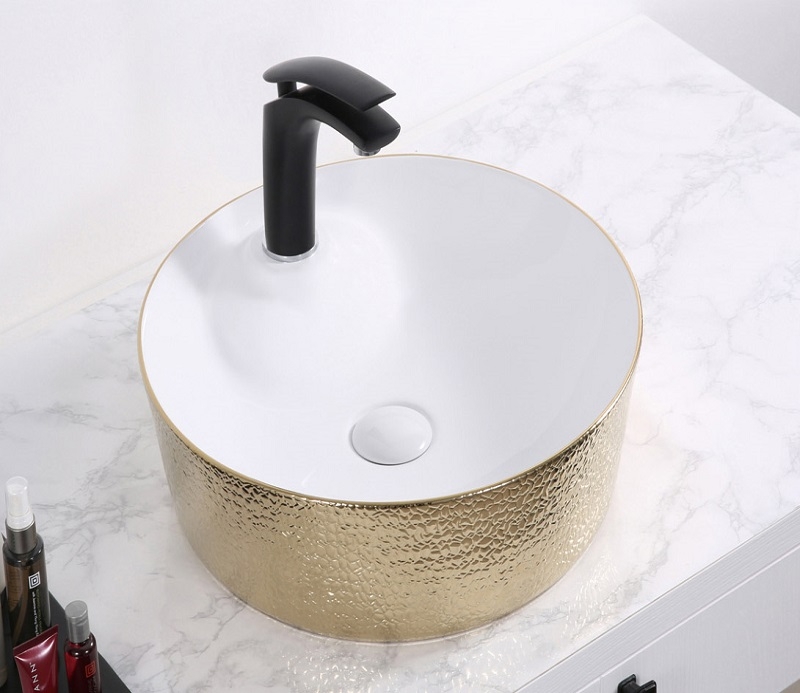 Раковина-чаша CeramaLux 43 D1306H025 Белая Золотая от магазина ЛесКонПром.ру