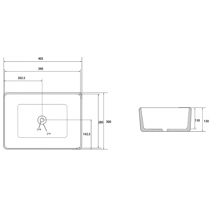 Раковина-чаша Abber Rechteck 40 AC2213MG Серая матовая от магазина ЛесКонПром.ру