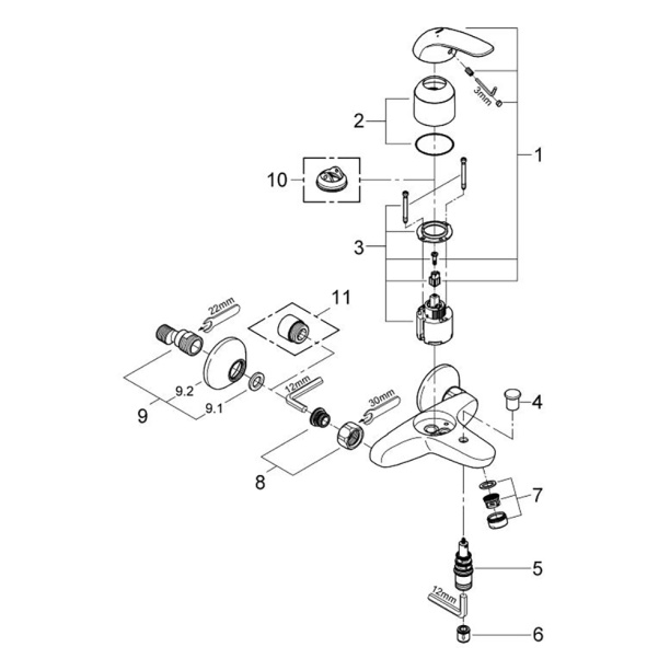Смеситель для ванны GROHE Euroeco от магазина ЛесКонПром.ру