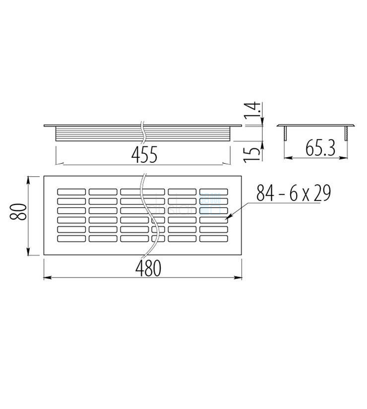 Решетка вентиляционная 480х80 мм, черный от магазина ЛесКонПром.ру