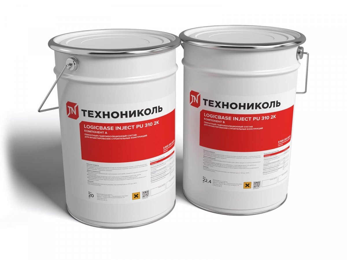 Смола полиуретановая ТЕХНОНИКОЛЬ Logicbase inject pu 310 2K Компонент Б, 22,4 кг от магазина ЛесКонПром.ру