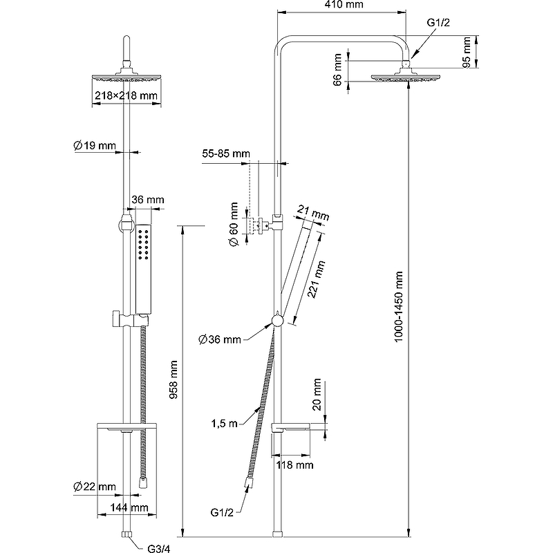 Душевая система Swedbe Calypso 5066 Хром от магазина ЛесКонПром.ру