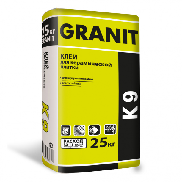 Клей для плитки GRANIT K 9, 25 кг от магазина ЛесКонПром.ру