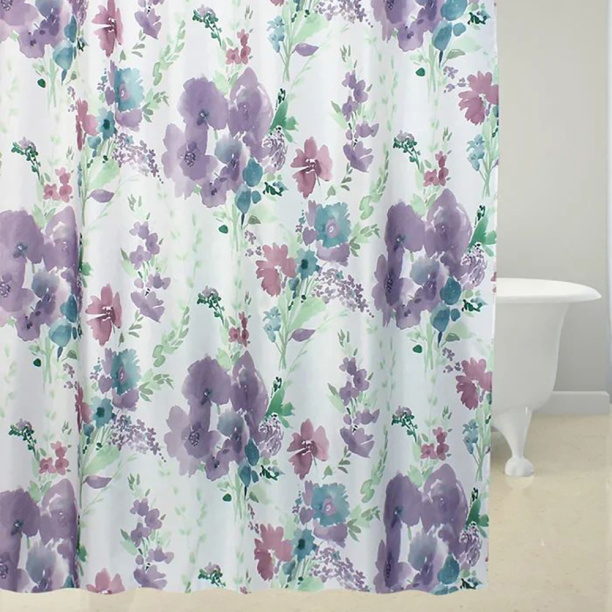 Штора для ванной BATH PLUS ROMANTIC FLOWER 180х180 см текстиль бело-сиреневая от магазина ЛесКонПром.ру