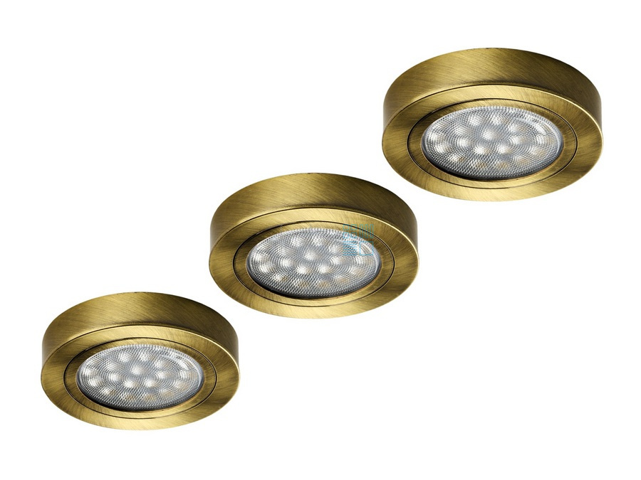 Комплект: Три светодиодных светильника ROUND DY, трансформатор, цвет - бронза, свет- теплый Furnika от магазина ЛесКонПром.ру