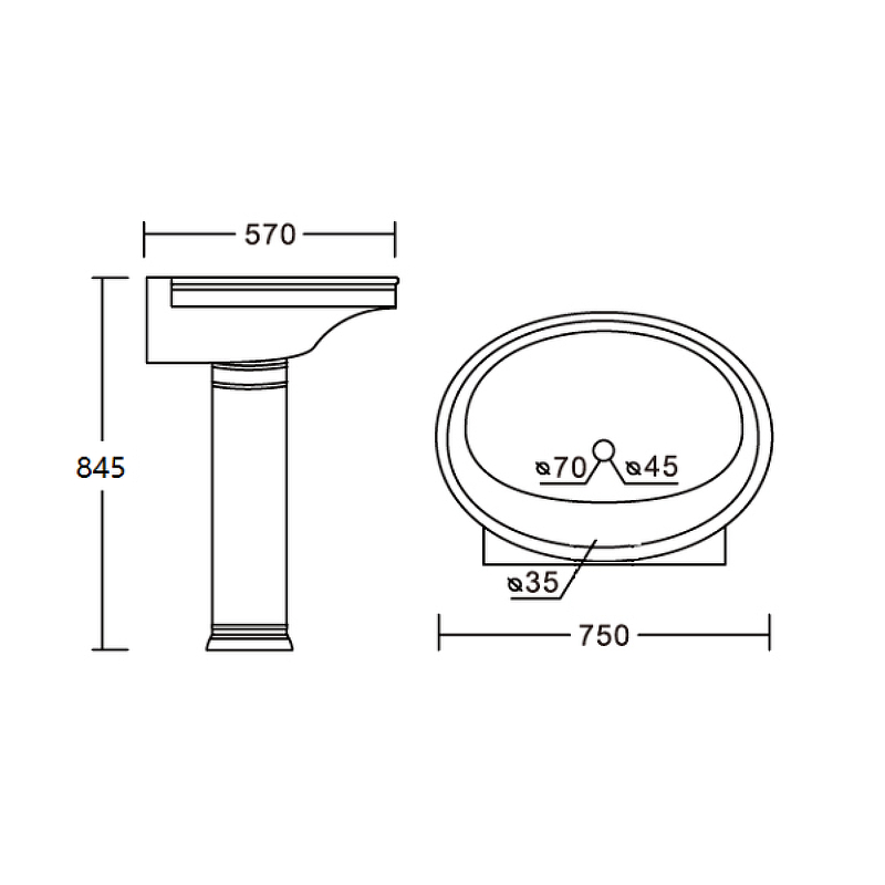 Раковина CeramaLux Lux Classic 75 4286 Белая от магазина ЛесКонПром.ру