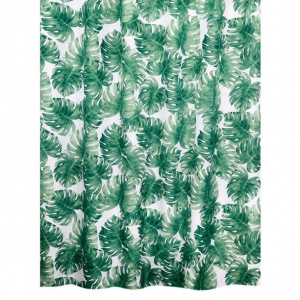 Штора для ванной BATH PLUS Jungle palm 180х200 см текстиль зеленая