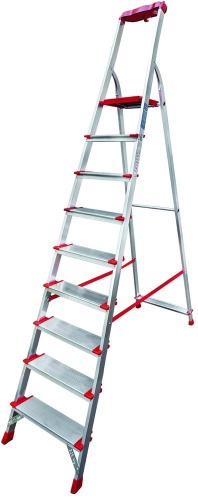 Стремянка алюминиевая профессиональная с широкими ступенями и органайзером Новая Высота 9 ступеней (арт. 3118109) от магазина ЛесКонПром.ру