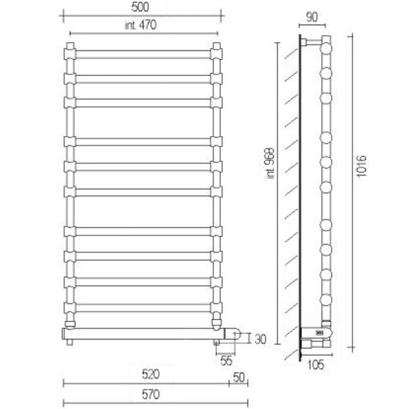 Электрический полотенцесушитель Margaroli Sole 5644711SAB Хром от магазина ЛесКонПром.ру