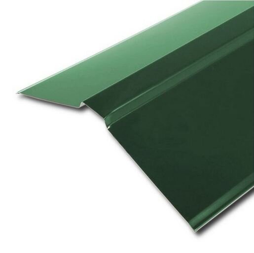 Планка конька плоского GRAND LINE 130х30х130х0,45 мм PE-foil RAL 6005 от магазина ЛесКонПром.ру