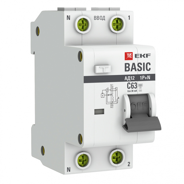 Выключатель дифференциальный EKF 1P+N С 32А 30мА от магазина ЛесКонПром.ру