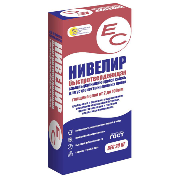 Наливной пол ЕС Нивелир, 20 кг от магазина ЛесКонПром.ру
