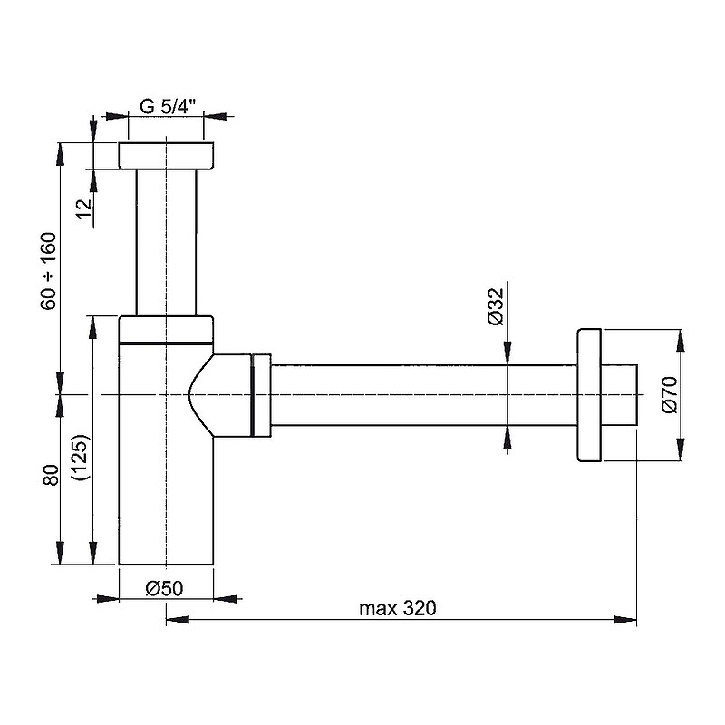 Сифон для раковины Alcaplast A400 Хром от магазина ЛесКонПром.ру