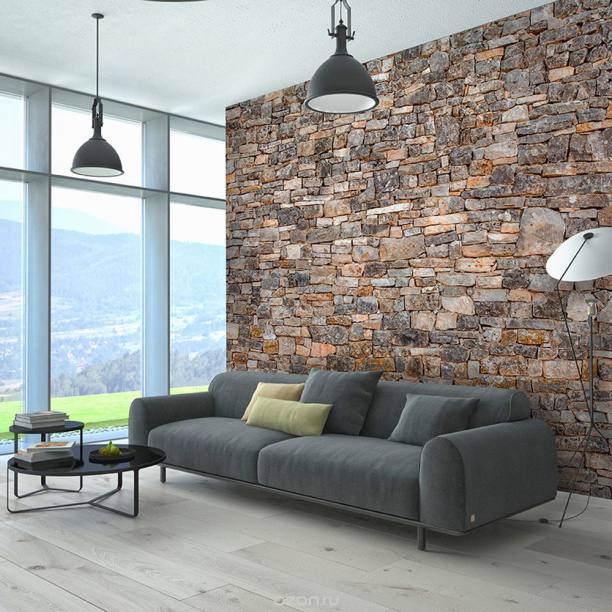 Фотообои бумажные 254х184 см Каменная стена от магазина ЛесКонПром.ру