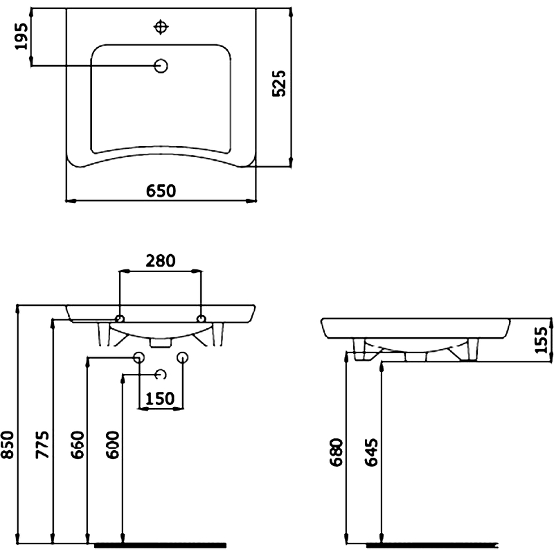 Раковина для МГН Nofer 65 H5 Белая от магазина ЛесКонПром.ру