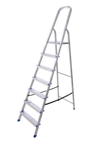 Стремянка алюминиевая с алюминиевыми ступенями STAIRS 7 ступеней (арт. AS 07) от магазина ЛесКонПром.ру