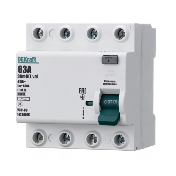 УЗО DEKraft 4п 30 мА 63 А от магазина ЛесКонПром.ру