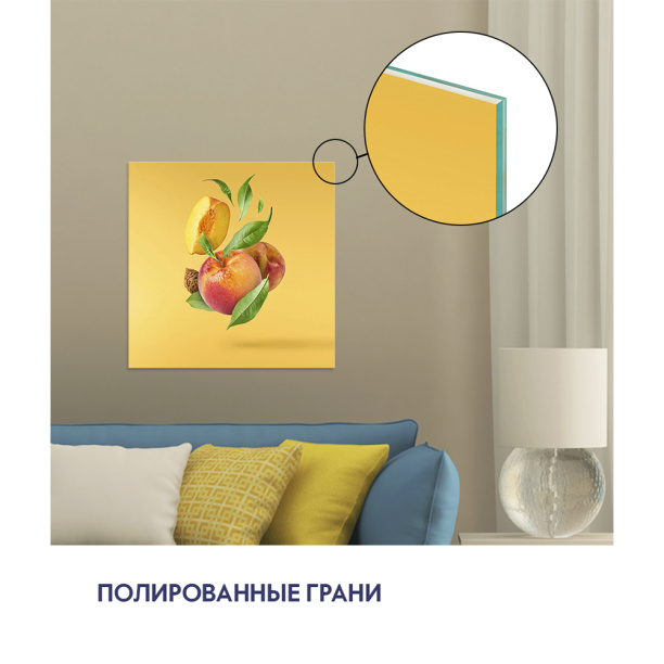 Картина на стекле Сочные персики 30х30 см от магазина ЛесКонПром.ру