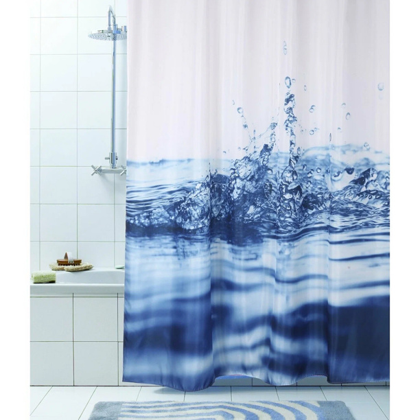 Штора для ванной Dasch Капли 180х200 см текстиль бело-голубая от магазина ЛесКонПром.ру