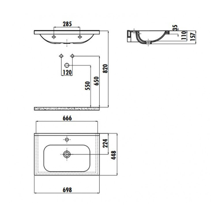 Раковина Creavit Ideal 70 ID070-00CB00E-0000 Белая от магазина ЛесКонПром.ру
