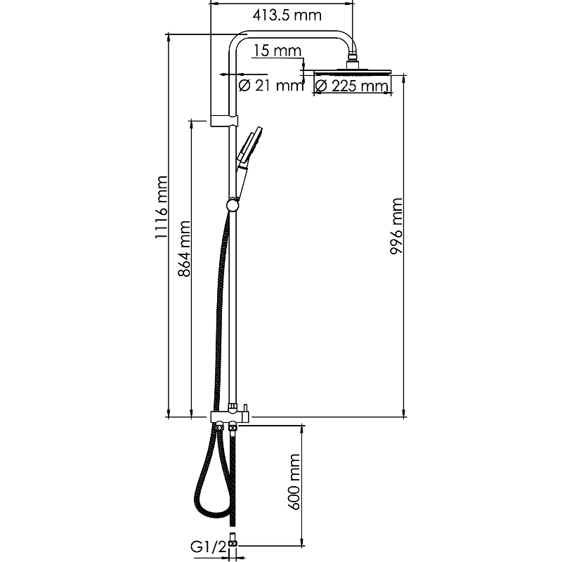 Душевая система WasserKRAFT A039 Хром от магазина ЛесКонПром.ру
