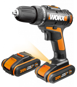 Дрель-шуруповерт WORX WX101 аккумуляторная 20V 30Нм, с двумя АКБ на 1.5Ач и ЗУ в 0.4А