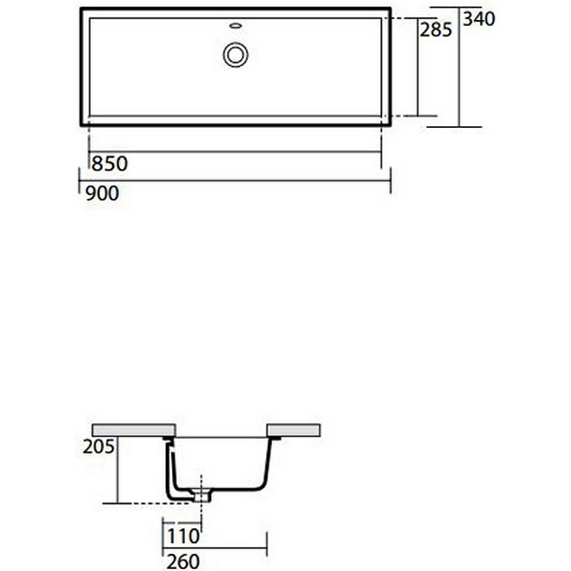 Раковина Kerasan Slim 023001 900 мм от магазина ЛесКонПром.ру
