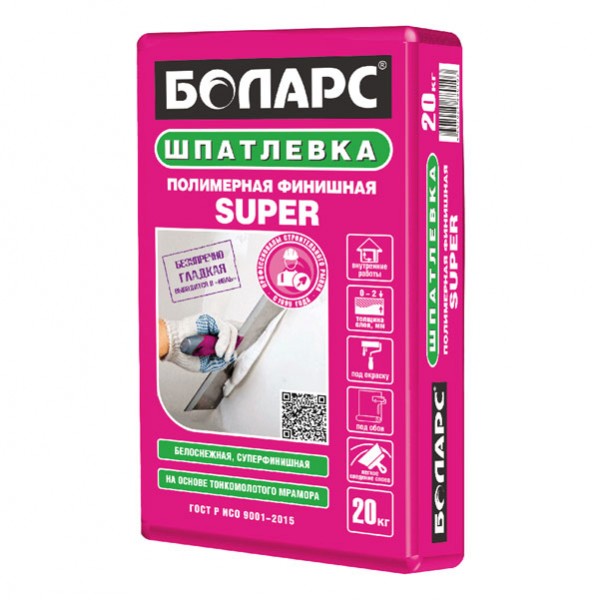 Шпатлевка полимерная финишная БОЛАРС SUPER, 20 кг от магазина ЛесКонПром.ру