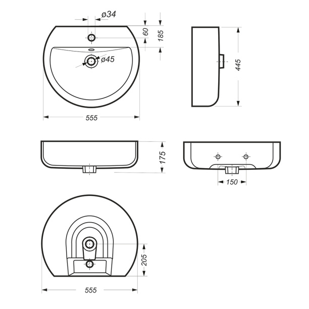 Раковина SANITA LUXE Best 55 см от магазина ЛесКонПром.ру