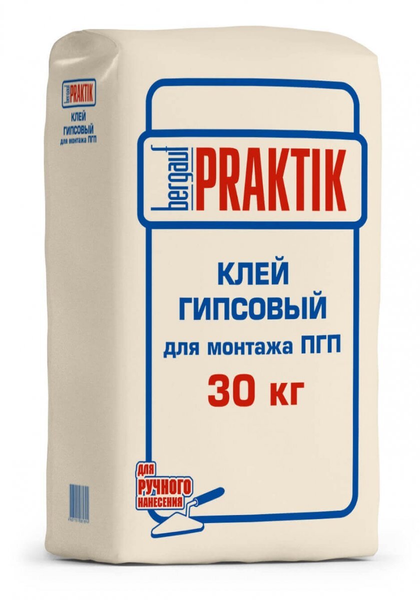 Смесь сухая клеевая гипсовая для монтажа ПГП BERGAUF Praktik 30 кг от магазина ЛесКонПром.ру