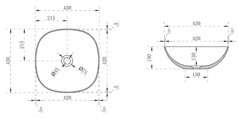 Раковина-чаша Abber Kristall 43 AT2806Opal Коричневый от магазина ЛесКонПром.ру