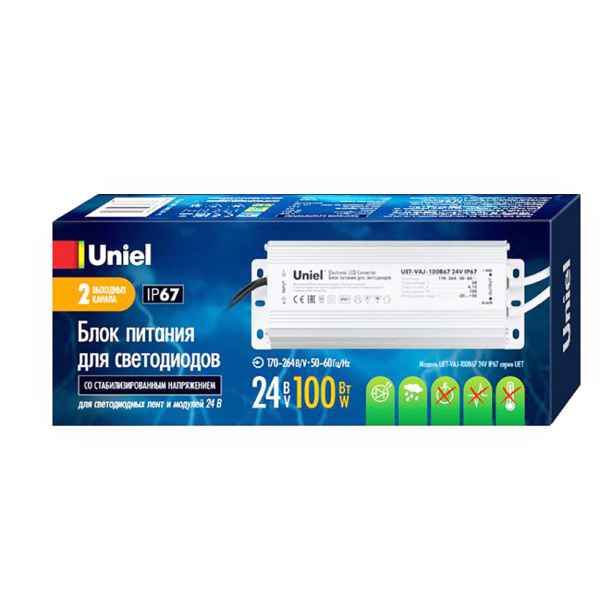 Блок питания 24 В 100 Вт IP67 Uniel от магазина ЛесКонПром.ру